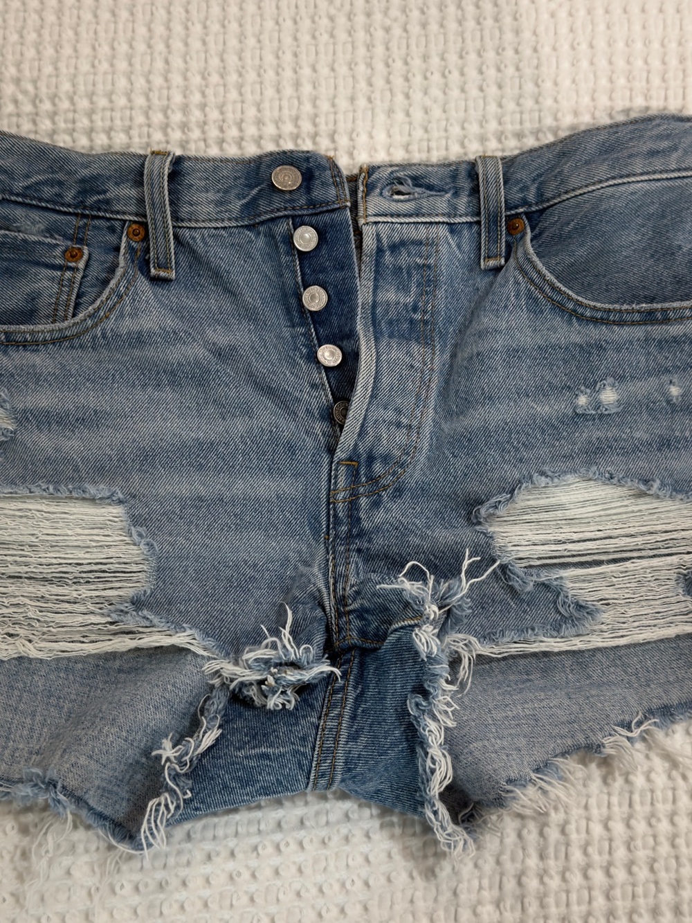 Levi's 501 Distressed High-Rise Denim Shorts